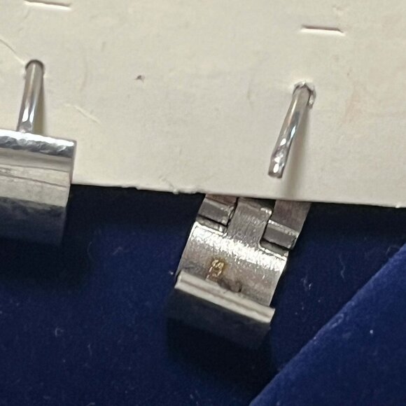 NWT Gold and Silver Stainless Steel Small Hoop earrings. Secure to Clasp - Picture 8 of 9